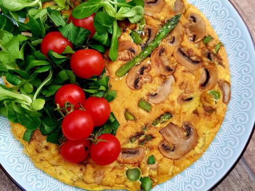 Omletas su smidrais ir pievagrybiais - sveiki receptai