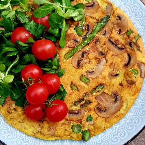 Omletas su smidrais ir pievagrybiais - sveiki receptai