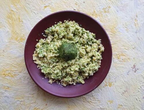 Sorų kruopų košė su pesto padažu